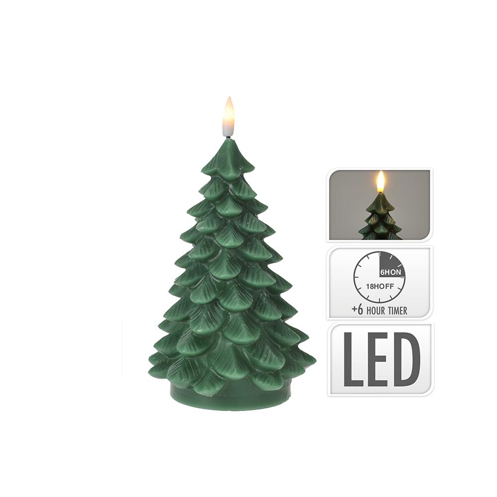 Κερί LED σχ.έλατο με timer, 12.5x19.5cm Zaros CA390