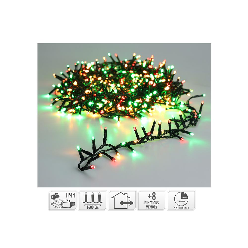 800Led-(IP44) 8 πρόγρ. μνήμη & timer κόκκινο/πράσινο ή Extra θ.λευκό,16μ. 16 mtr. Zaros MFΤ800L