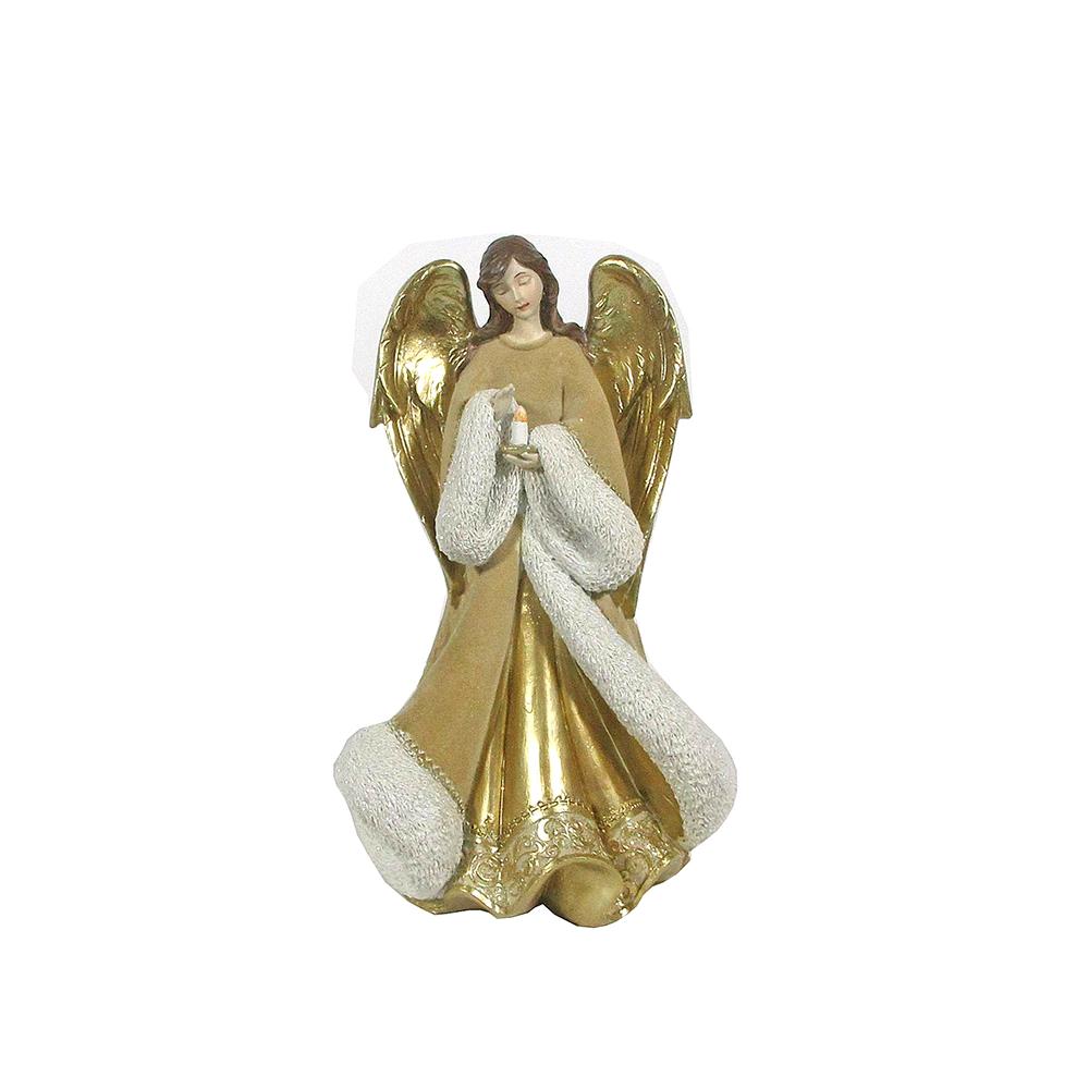 Άγγελος με κερί βελουτέ χρυσό 29.5cm Zaros TM402