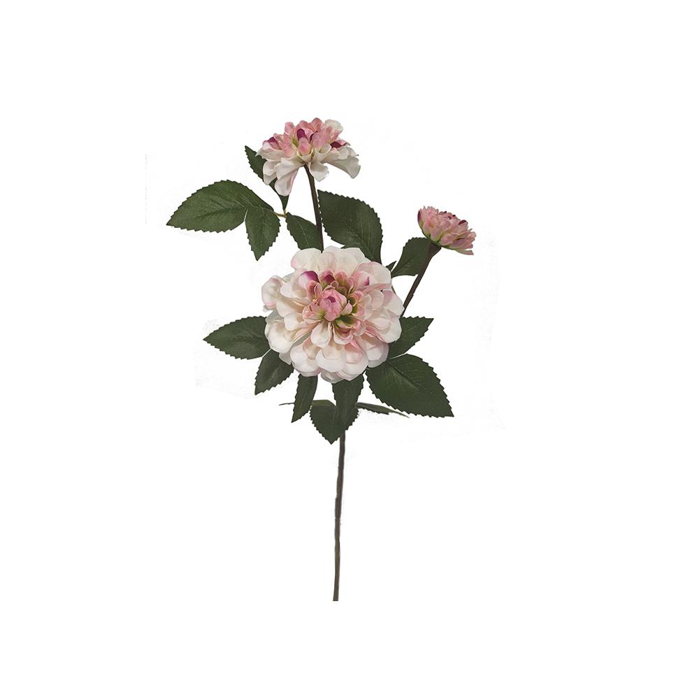 Ντάλια κλαδί με 3 άνθη κρεμ/ροζ,65cm Zaros AX835