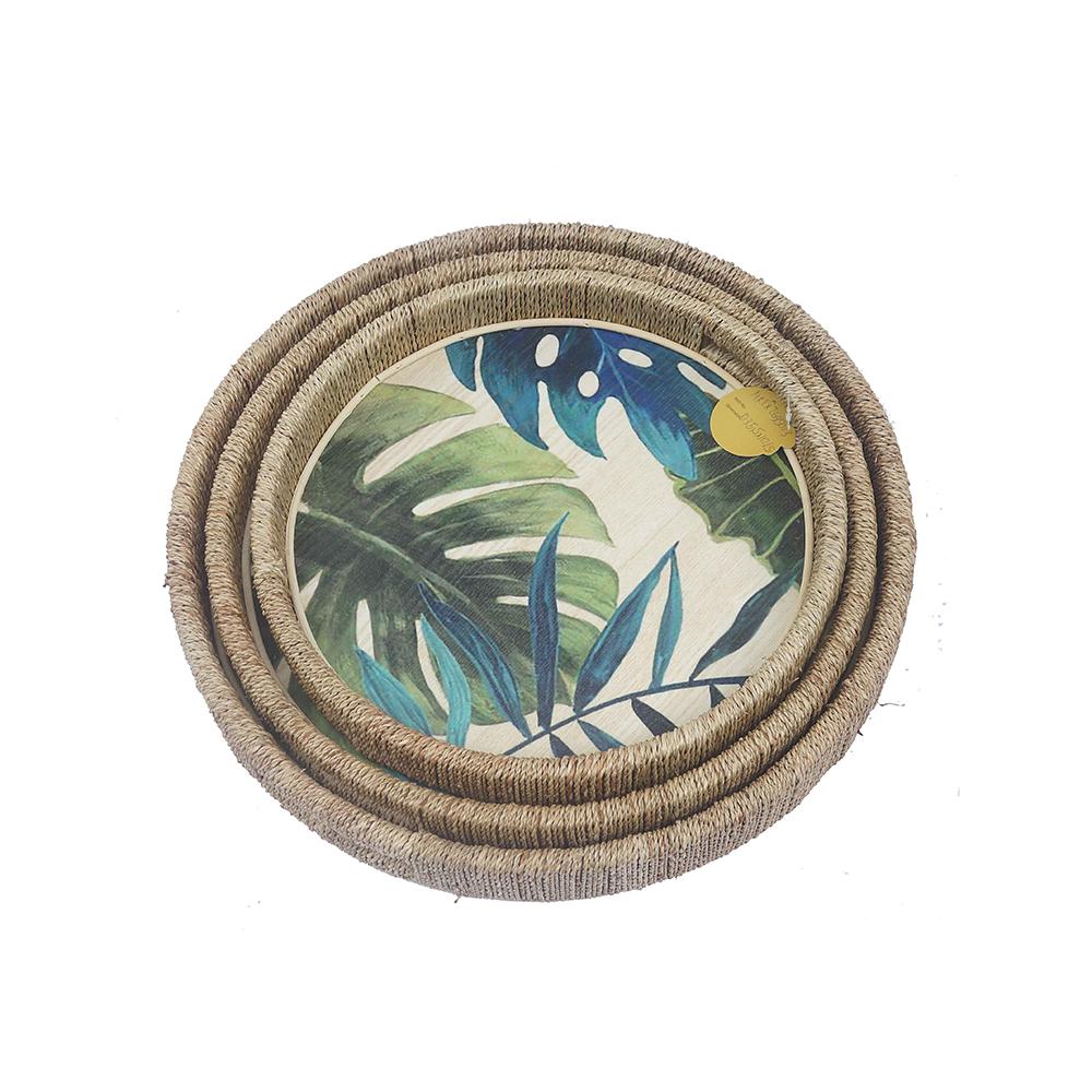 Σ/2 Ξύλινοι δίσκοι Seagrass Hand paint σχ.
