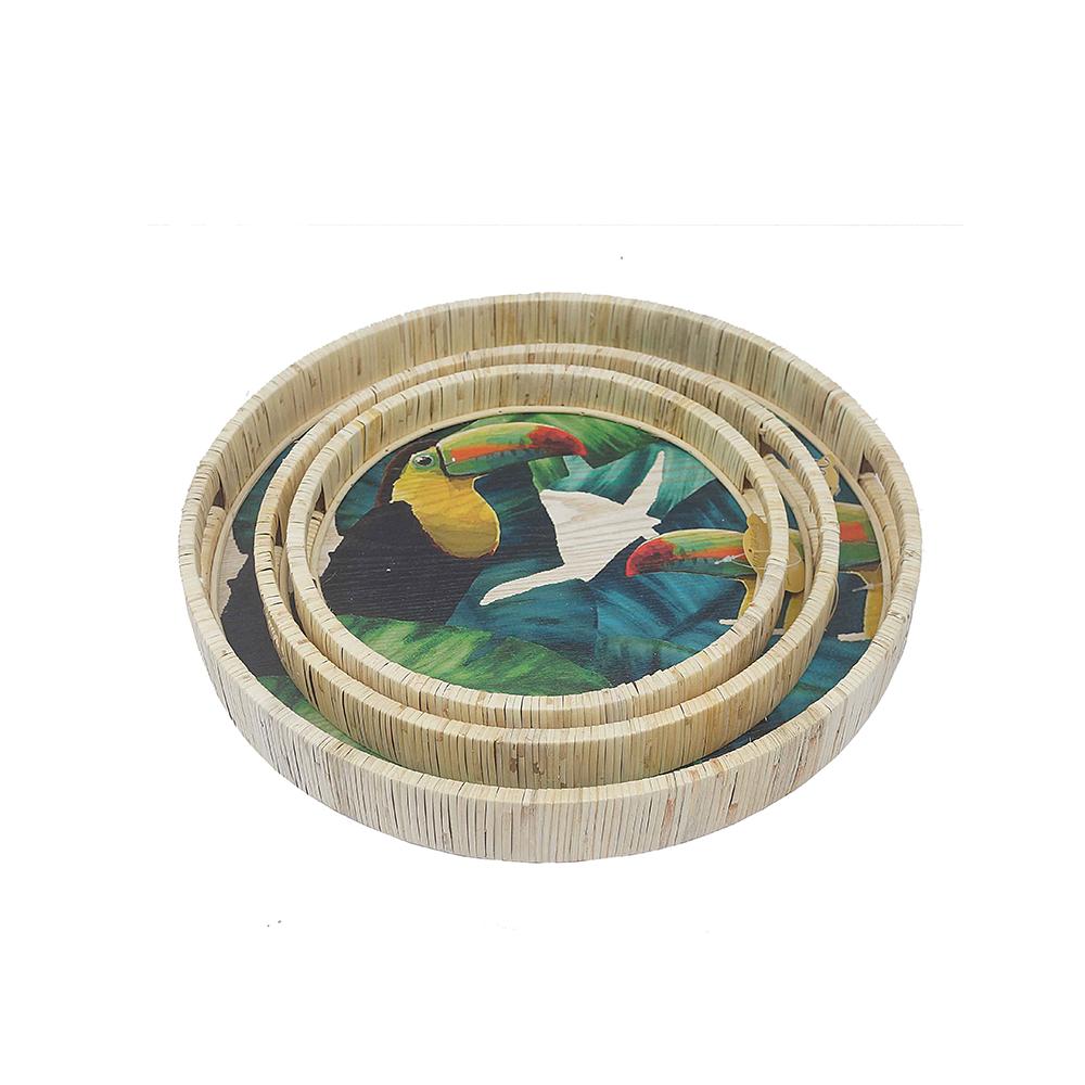 Σ/2 Ξύλινοι δίσκοι με Seagrass hand paint σχ. 