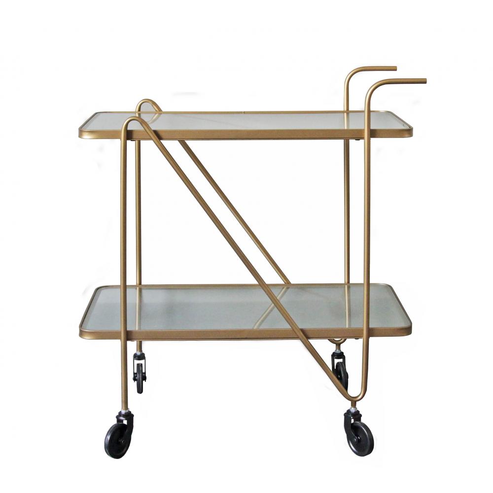 Trolley bar,γυαλινα ράφια, μπρονζέ χρ.,70x84cm Zaros EP486