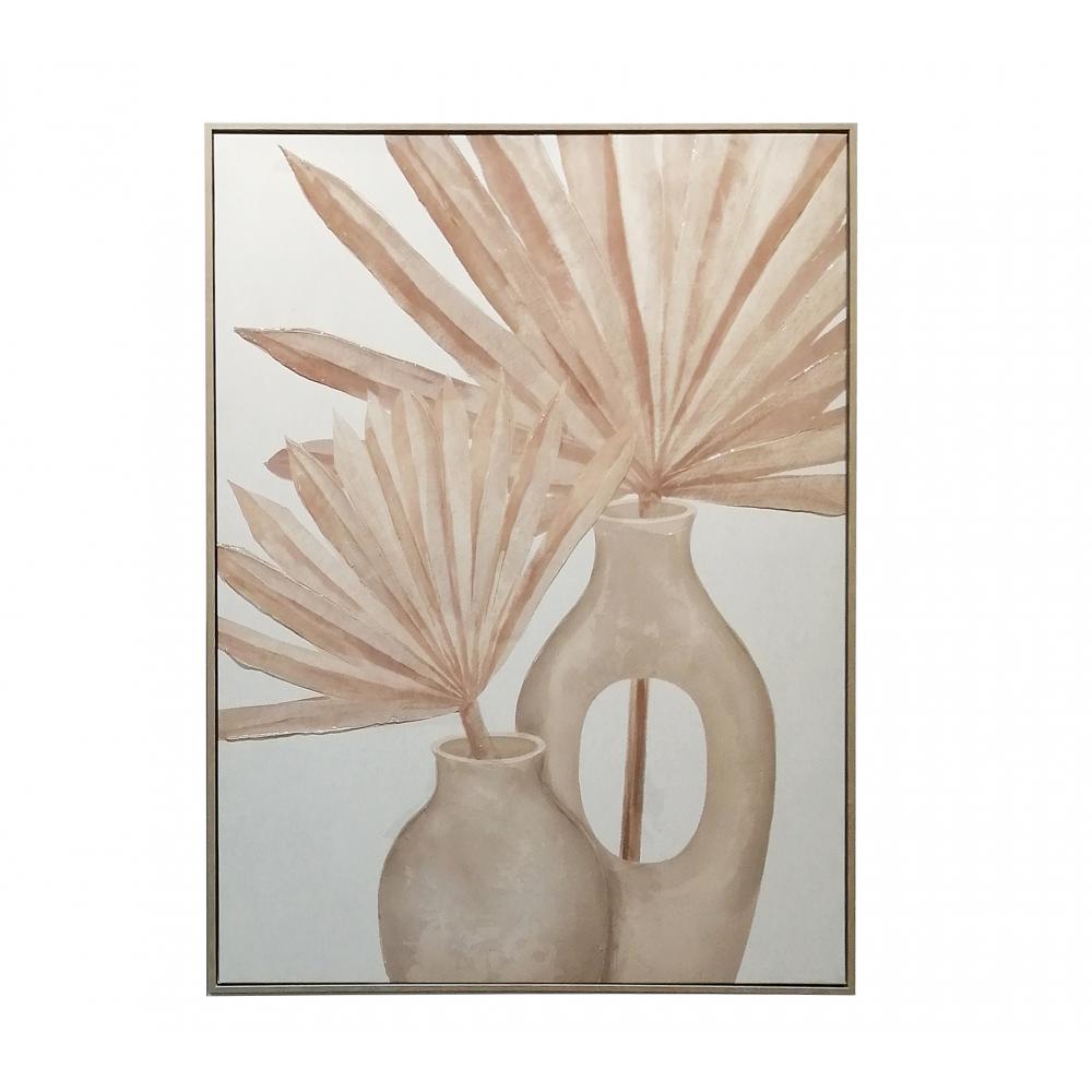 Ελαιοτυπία σε καμβά με φύλλα αρεκα,76x100cm Zaros PI352