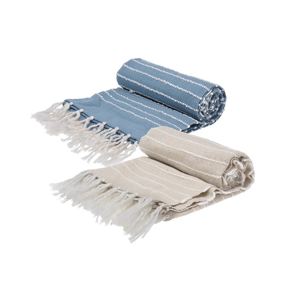Ριχτάρι cotton με κρόσσι, σε 2 χρ.130x70cm Zaros HE436