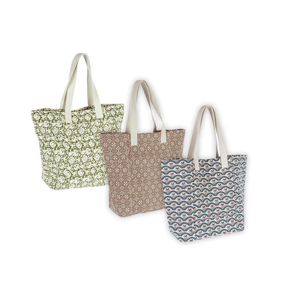 Shopper bag cotton σε 3 vintage σχέδια.,55x18x38cm Zaros HE457