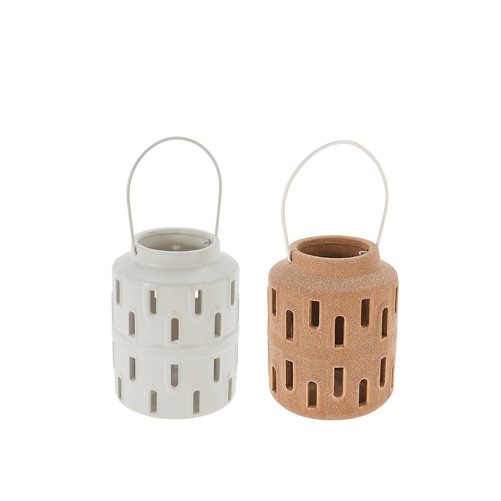 Κεραμικό κυλινδικό φανάρι σε 2 χρ.17cm Zaros HE497
