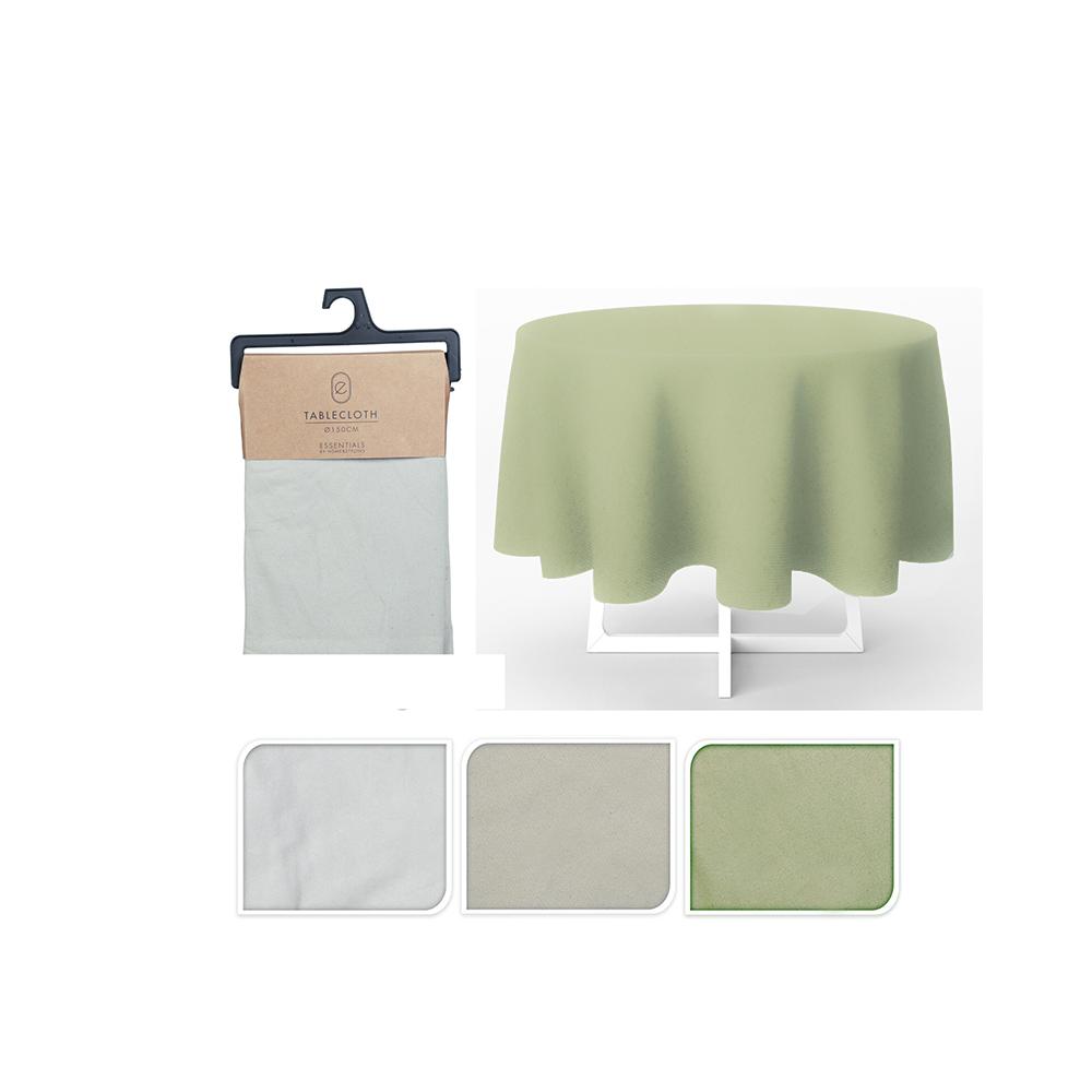 Τραπεζομάντηλο cotton & polyester, λαδί,λευκό,μπέζ,διαμ.150cm Zaros KZ336