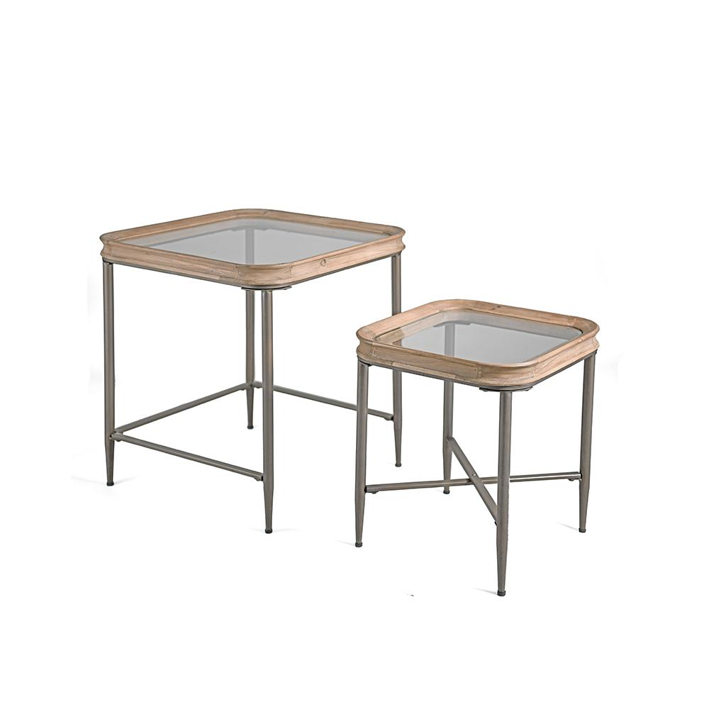 Σετ/2 Side tables,με γυάλινο καπάκι 45/61cm Zaros EP500