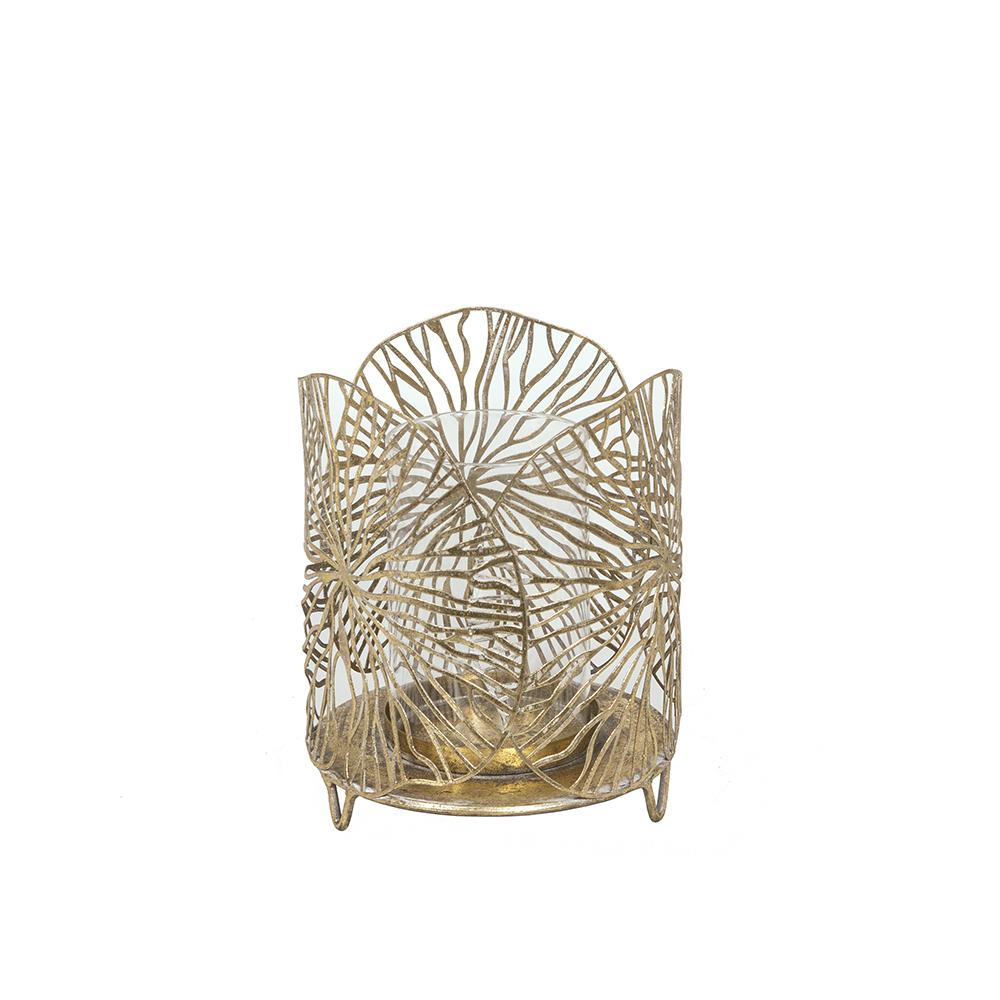 Φαναράκι μεταλλικά φύλλα χρυσό,19cm Zaros HT675