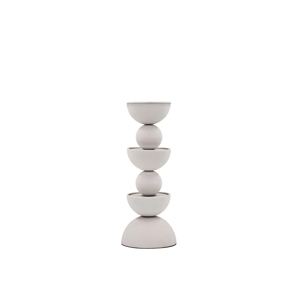 Minimal μεταλλικό κηροπήγο sandy white,32cm Zaros HT682