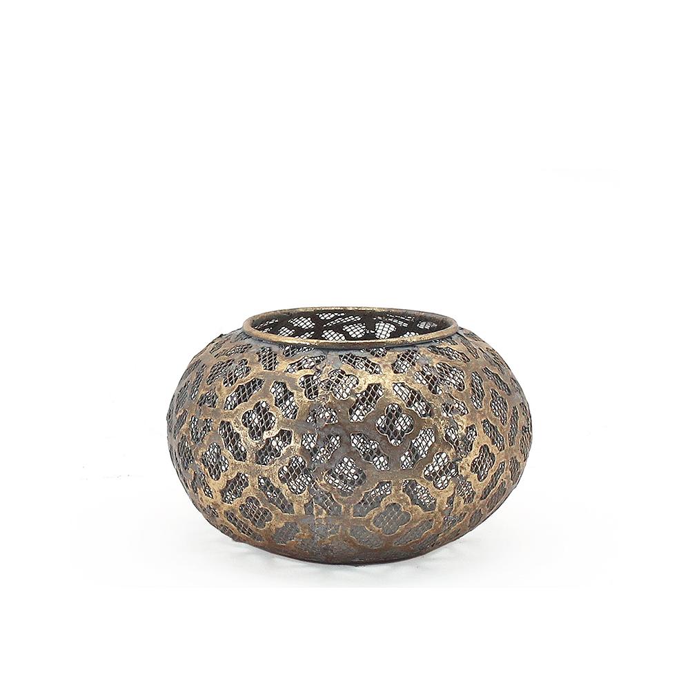 Φαναρι κεριου moroccan αντ.χρυσο, 15.5cm Zaros HT666