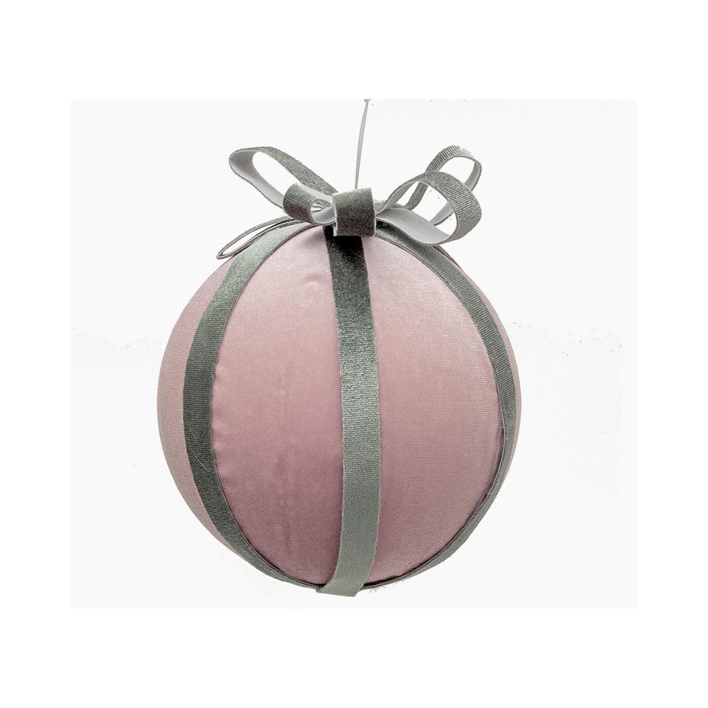 Velvet ball w/ribbon Pink Green,15cm Zaros OR019