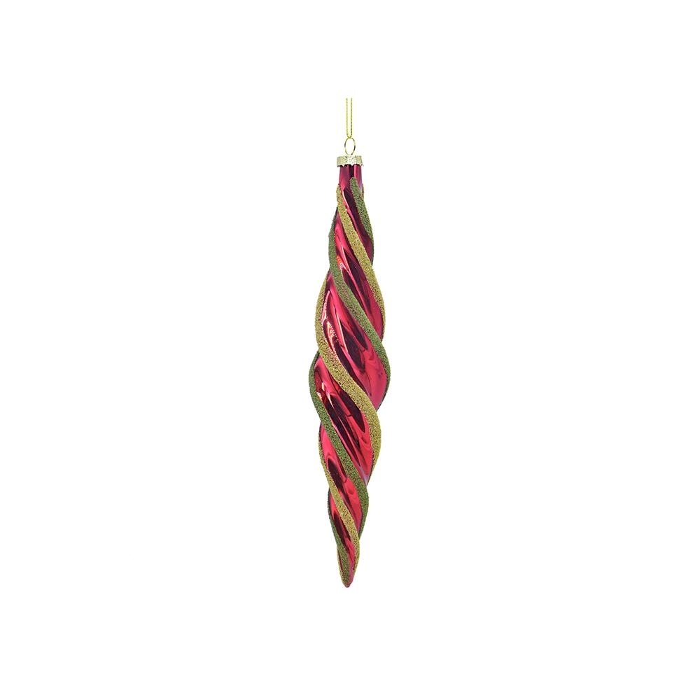 Glass Twisted Drop Orn. Red/Green,H22X4cm Zaros OR022
