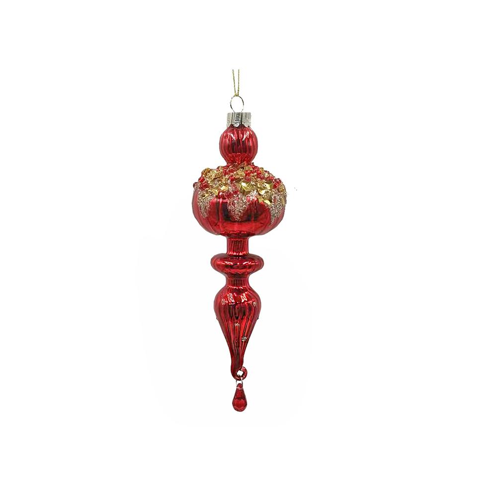 Glass Finial Ornament Red,H18X6cm Zaros OR024
