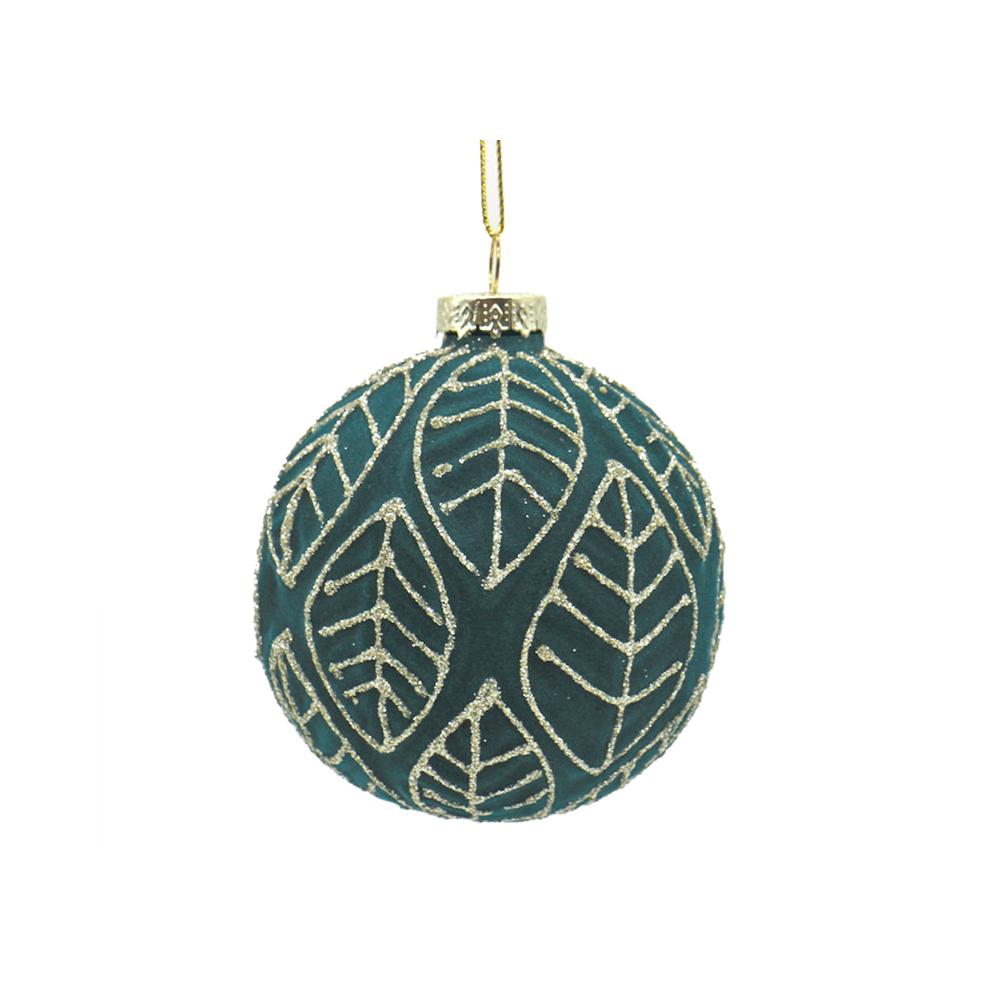 Glass Flocking Ball Emerald Green,D.8cm Zaros BL435