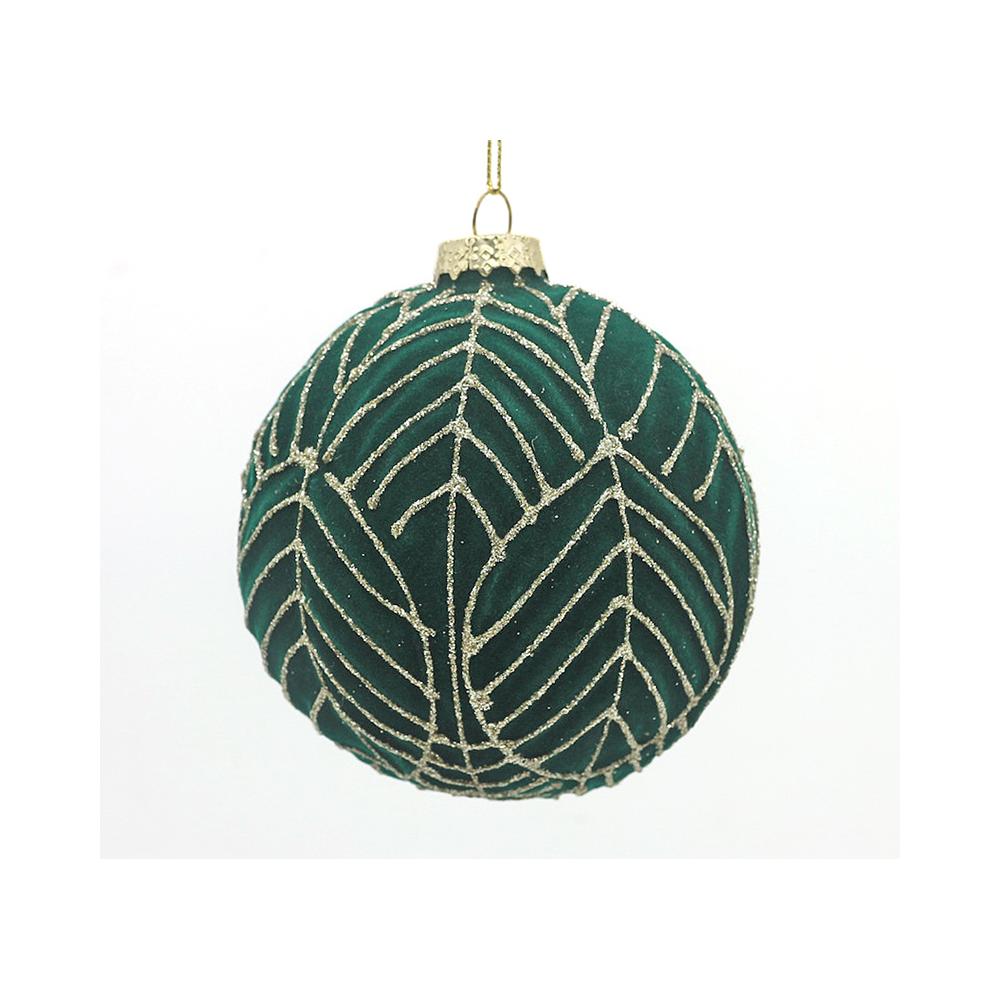Glass Flocking Ball Emerald Green,D.10cm Zaros BL436
