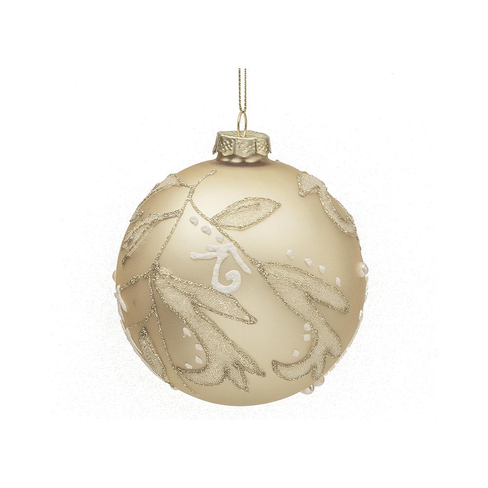 Glass Ball Champaign W/Leaf,D.10cm Zaros BL454