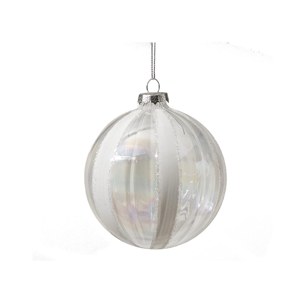 Glass Ball Transp. W/White Stripe,D.8cm Zaros BL463