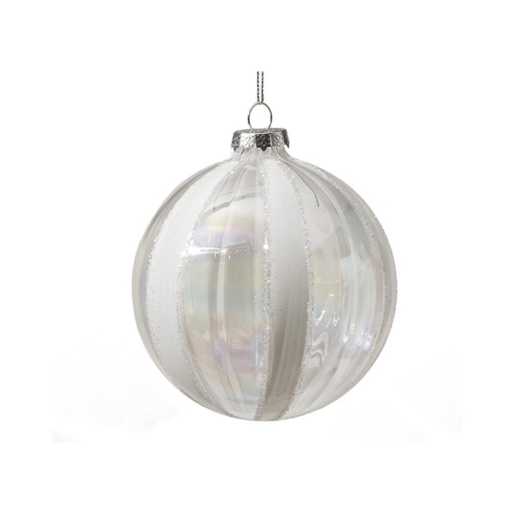 Glass Ball Transp. W/White Stripe,D.10cm Zaros BL464