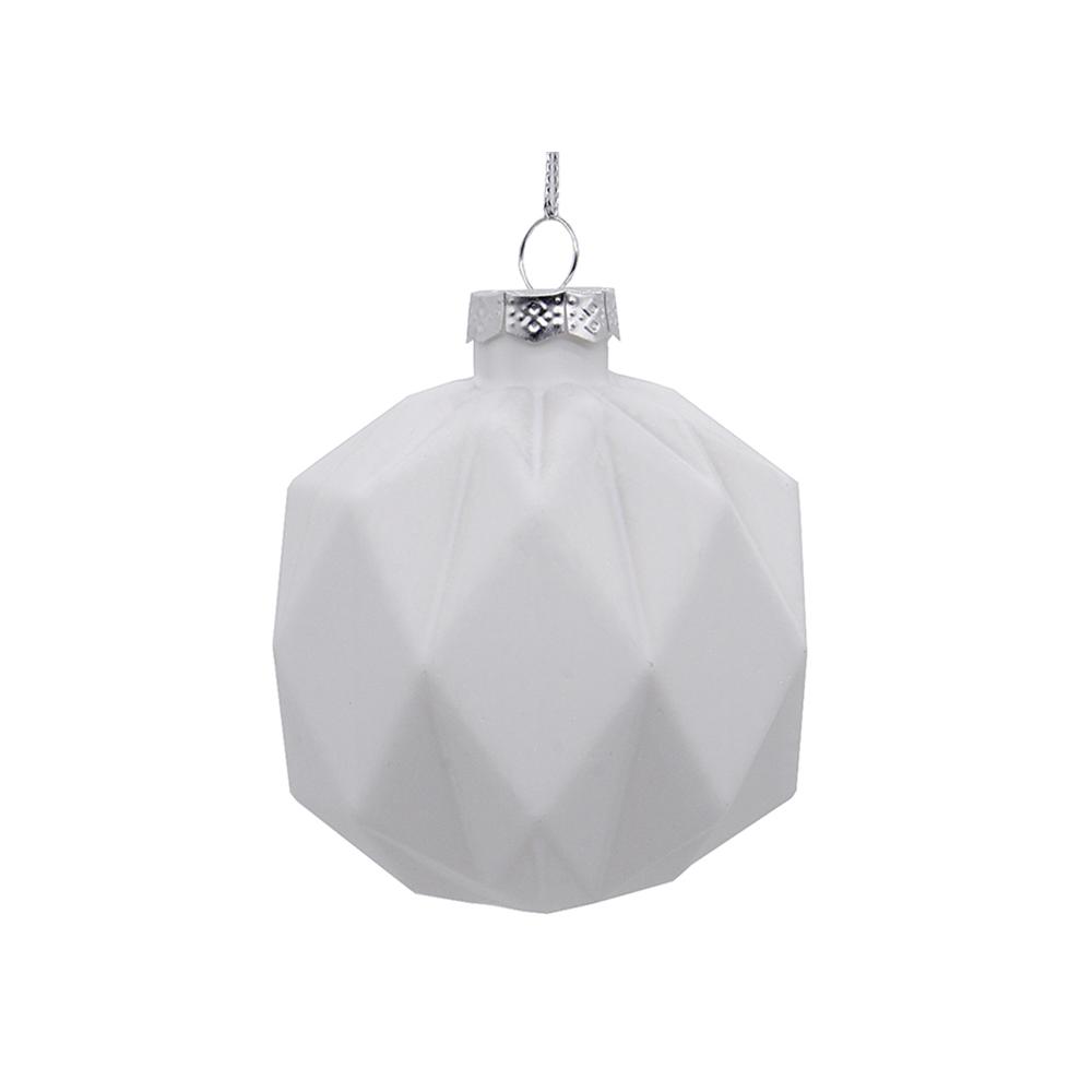 Glass Ball Geometric Des. White,D.:10cm Zaros BL466
