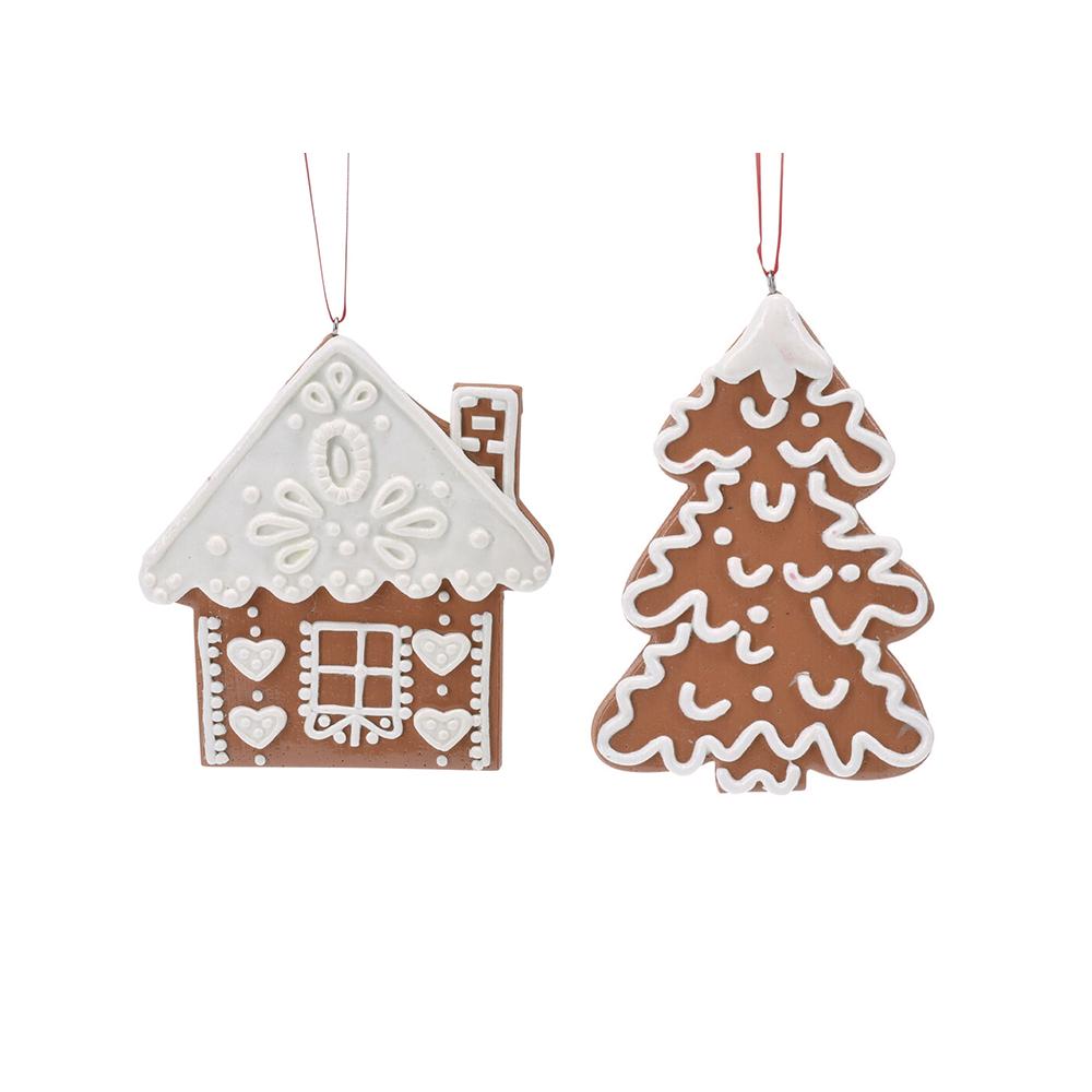 Στολίδι gingerbread Σπιτάκι & Έλατο,11cm Zaros OR043
