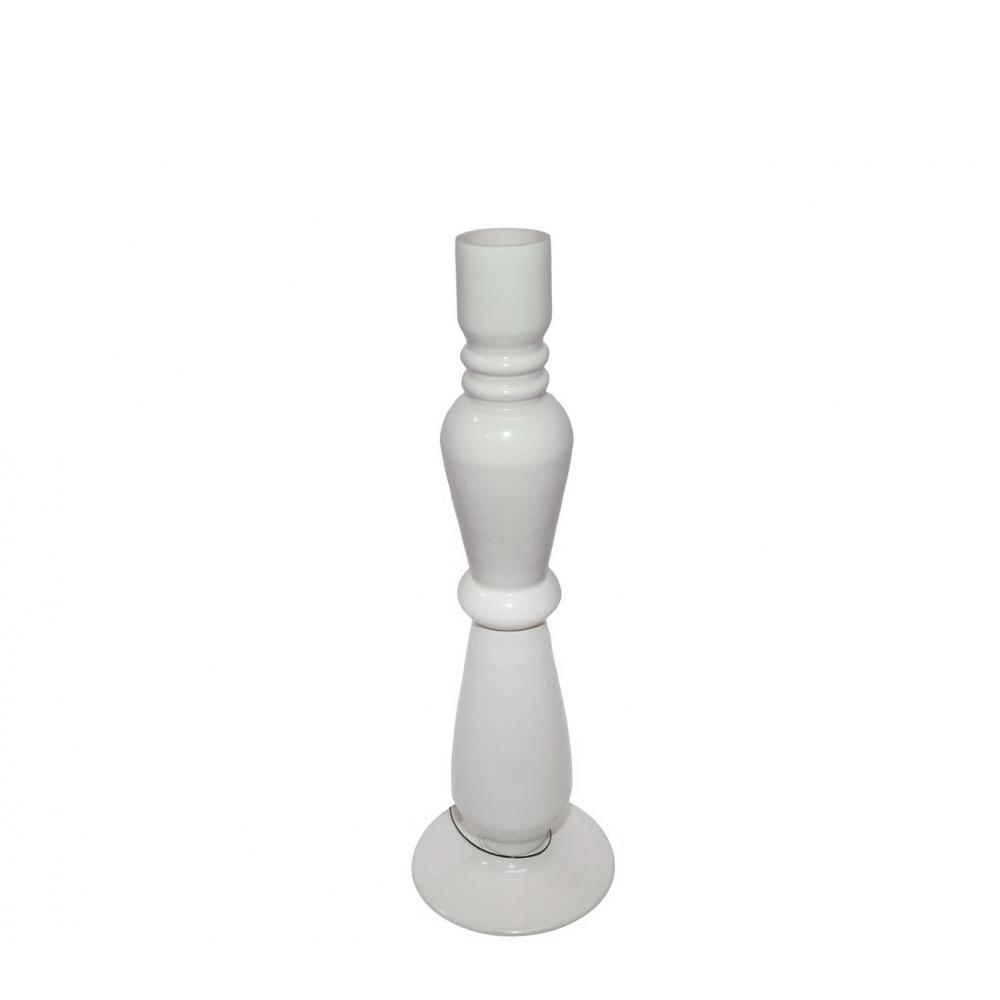 Γυάλινο κηροπήγιο κρεμ 8x27cm Zaros IN240
