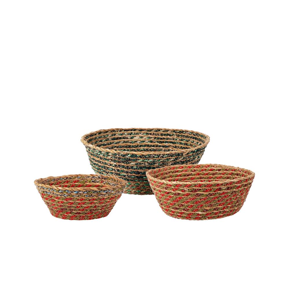 Σετ/3 πολύχρωμα καλάθια/μπολ από Seagrass 19/22/25cm Zaros HE631