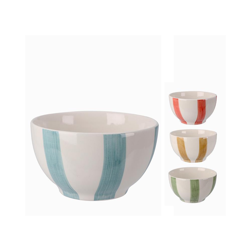 Μπόλ stoneware με φαρδυά ρίγα σε 4χρ.,14cm Zaros KZ353