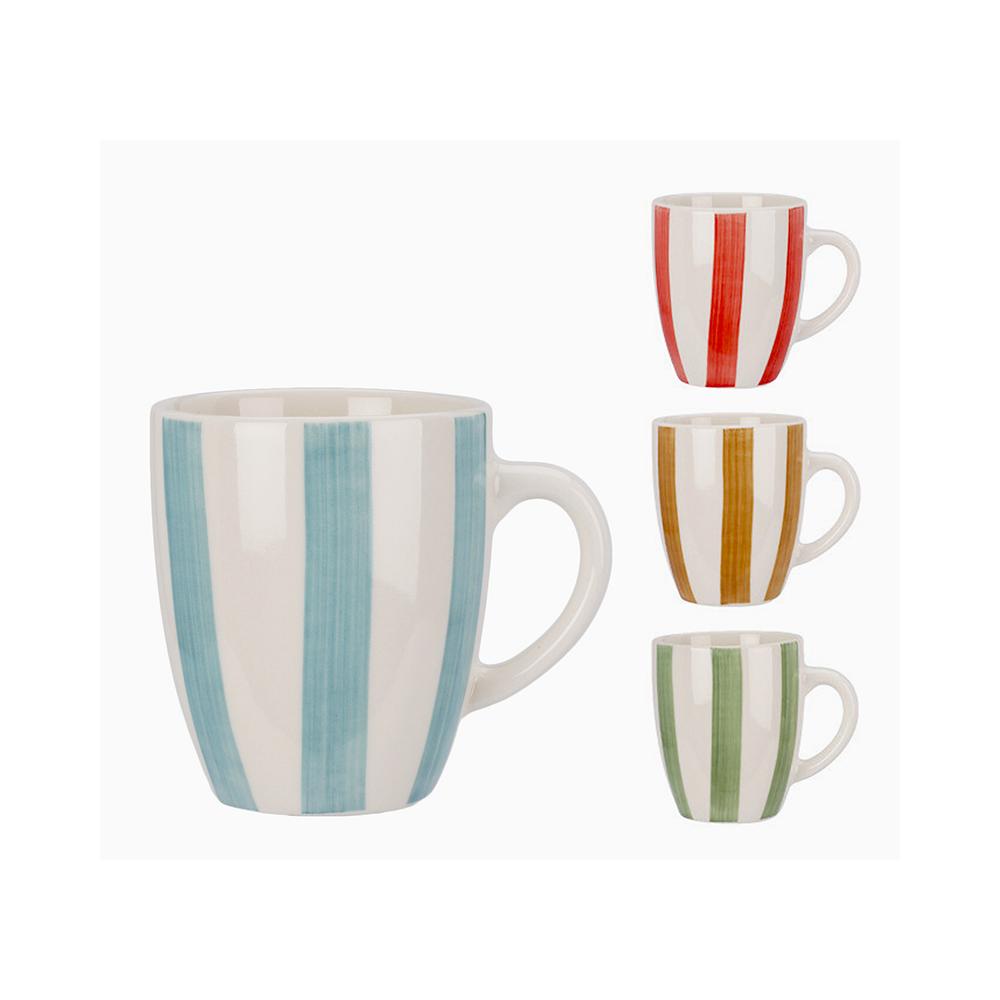 Κούπα stoneware με φαρδυά ρίγα σε 4χρ.,340ml 8,5x8,5x10,5 Zaros KZ354