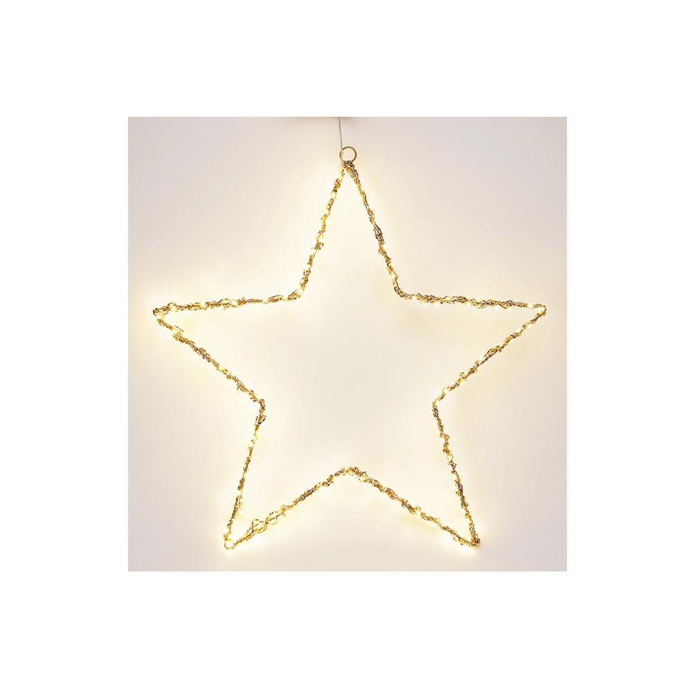 Συρμάτινο χρυσό αστέρι με 150Led και Timer,50cm Zaros XM921