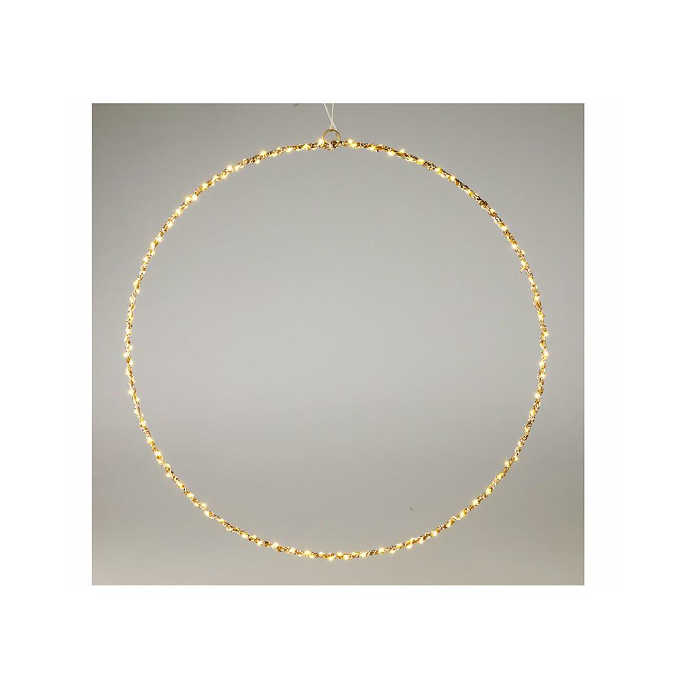 Συρμάτινος χρυσός κύκλος με 150Led&Timer,50cm Zaros XM923