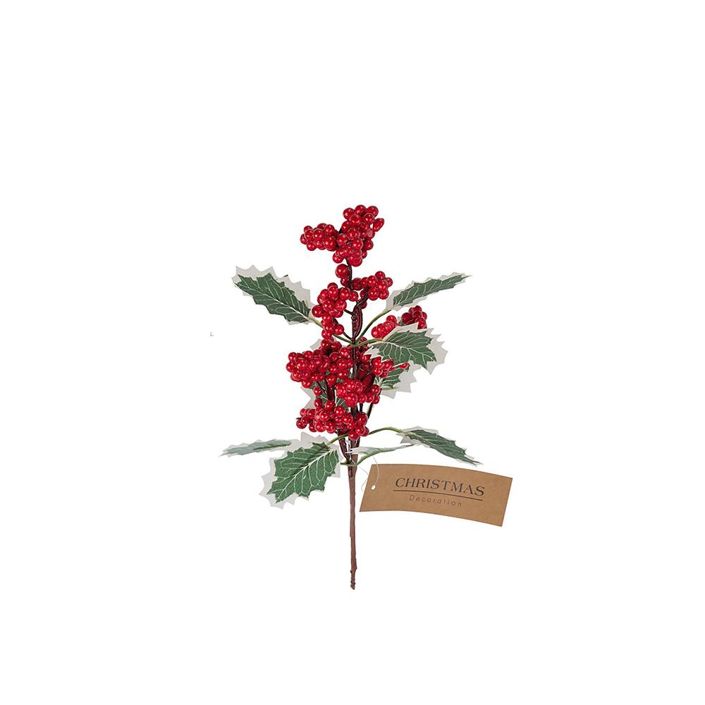 Πικ με κόκκινα berries και φυλλα γκυ,30cm Zaros XM942
