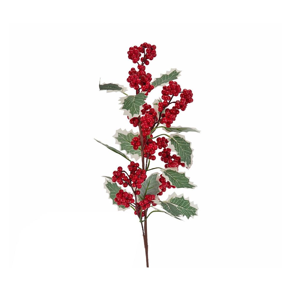 Κλαδί κόκκινα berries και φυλλα γκυ,58cm Zaros XM943
