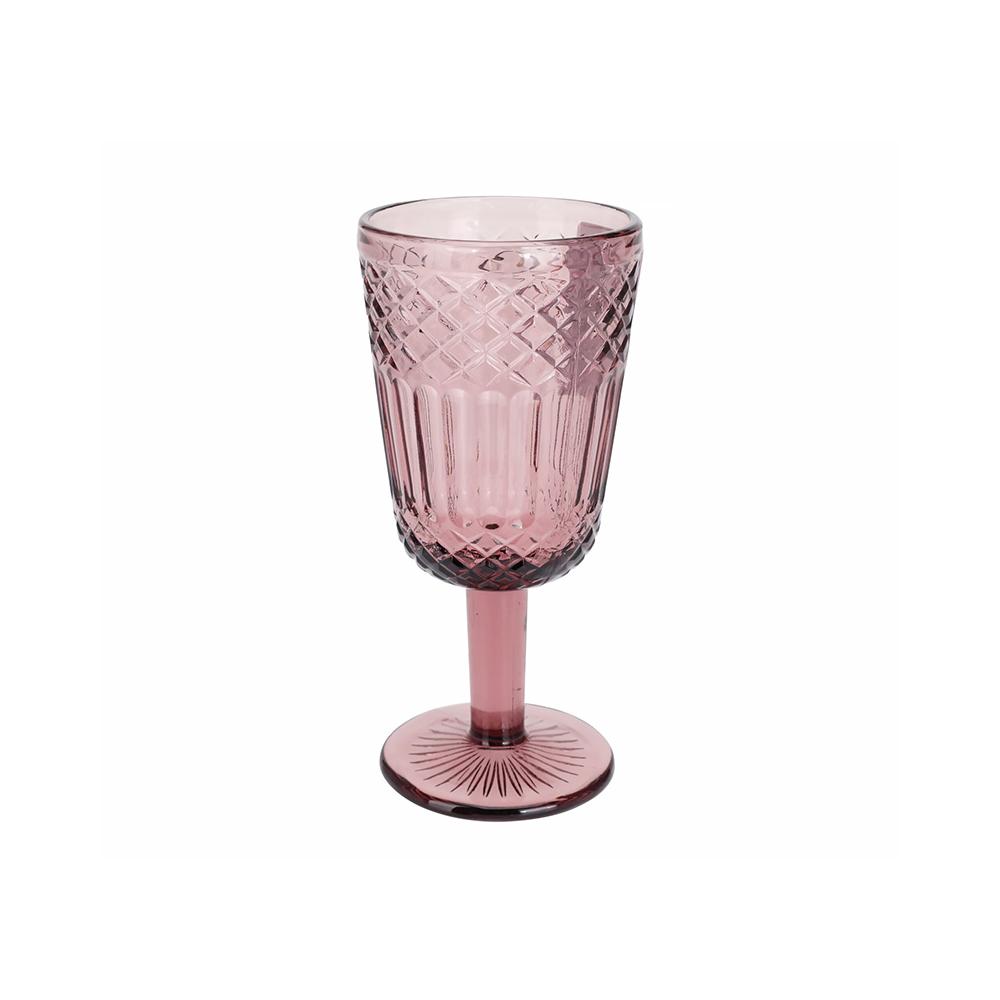 Κολονάτο ποτήρι κρασιού 300ml vintage pink 8x17cm Zaros KZ363