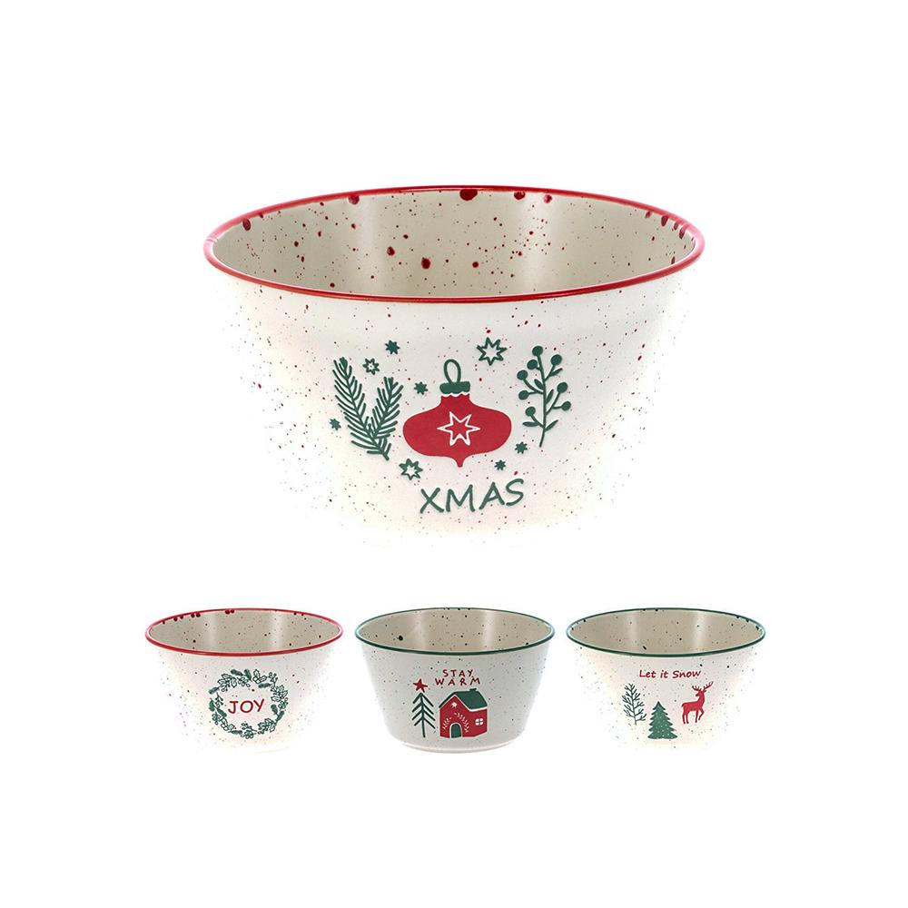 Μπολ stoneware 14x8cm (500ml) 4 χριστ/κα σχ. Zaros XM958