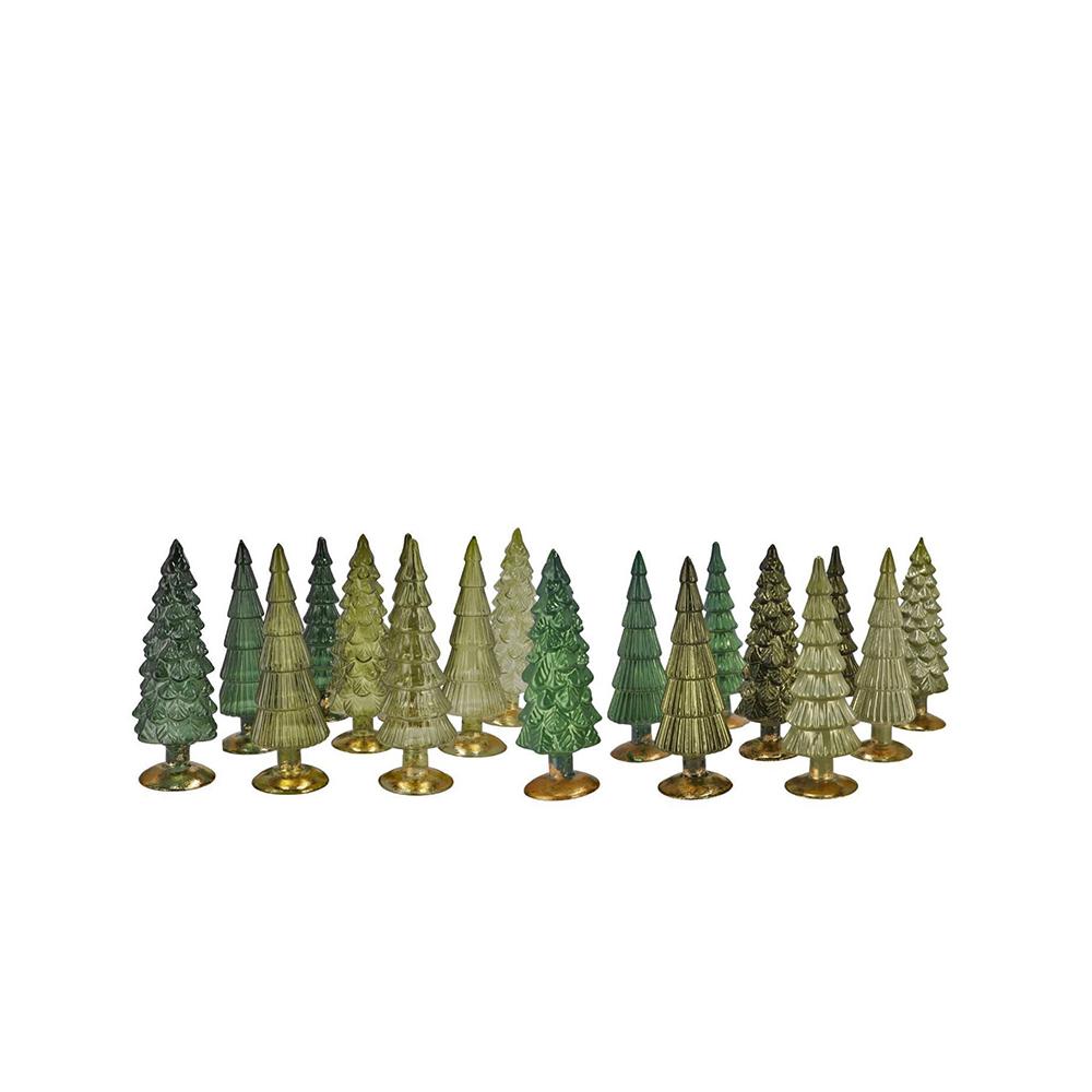 Γυάλινα διακοσμητικά έλατα πράσινο χρ.,30cm Zaros DK142