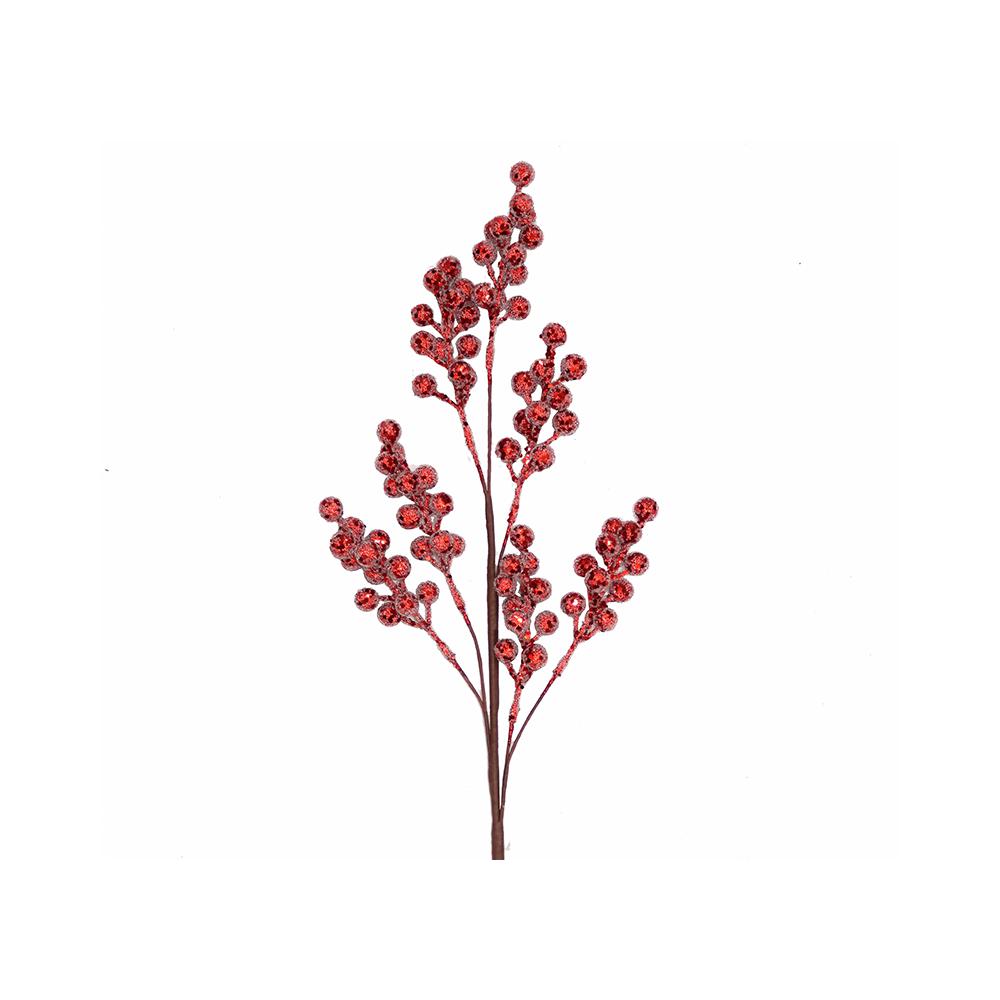 Κλαδί berries κοκκινη παγιέτα & χαντρα 66cm Zaros AX884