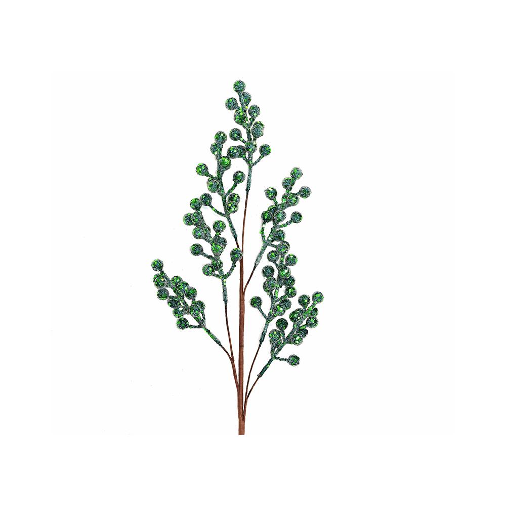 Κλαδί berries πράσινες παγιέτες & χαντρες 66cm Zaros AX898
