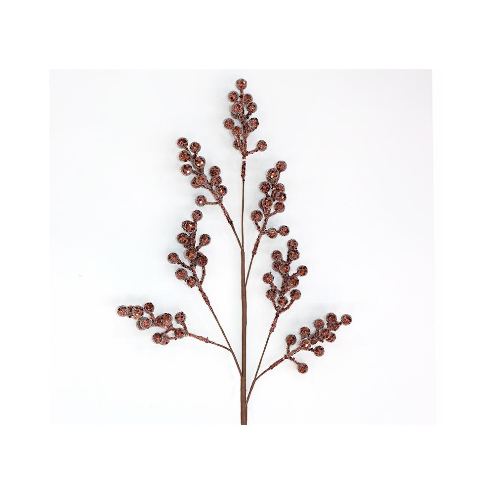 Κλαδί berries καφέ παγιέτες & χαντρες 66cm Zaros AX905