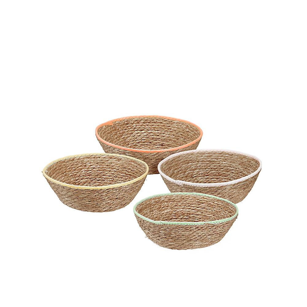 Καλάθια απο Seagrass με χρωματιστή τρέσα 31cm Zaros HE709