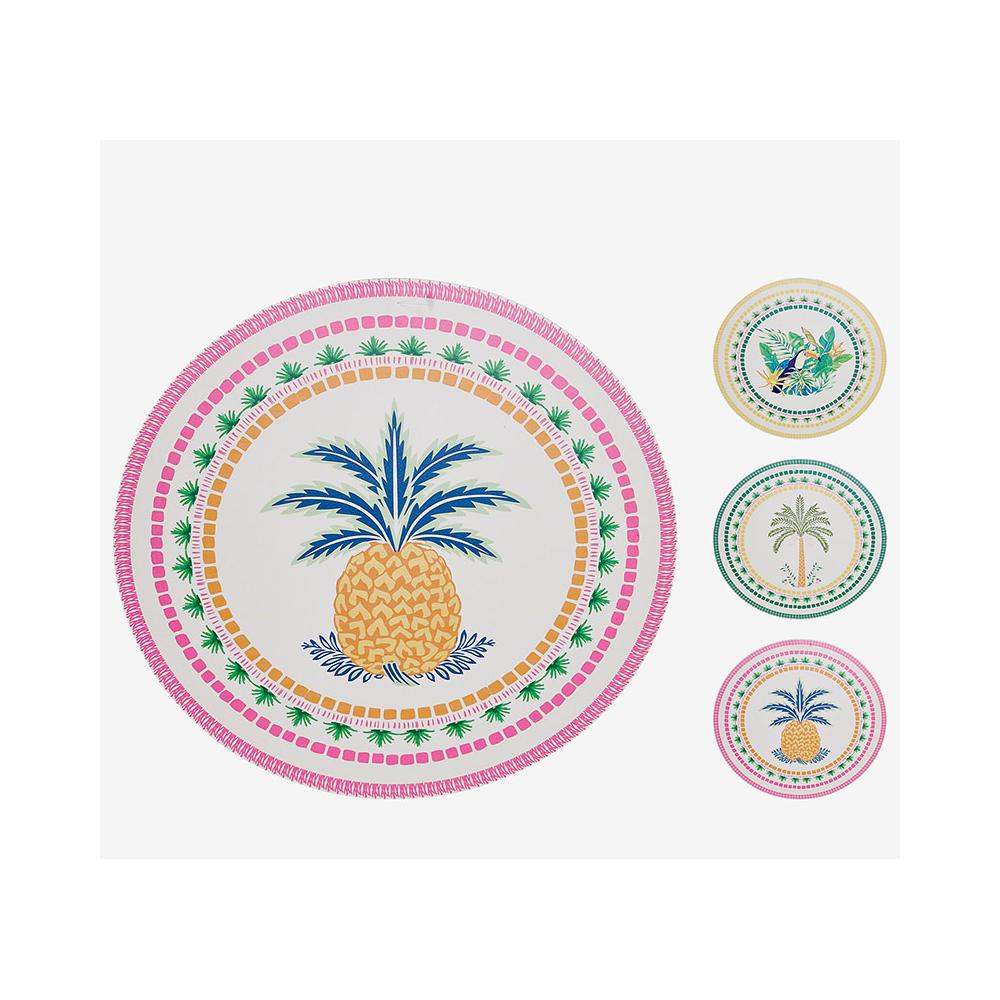Στρογγυλό σουπλά με τροπικά prints (3σχ.)38cm Zaros KZ370