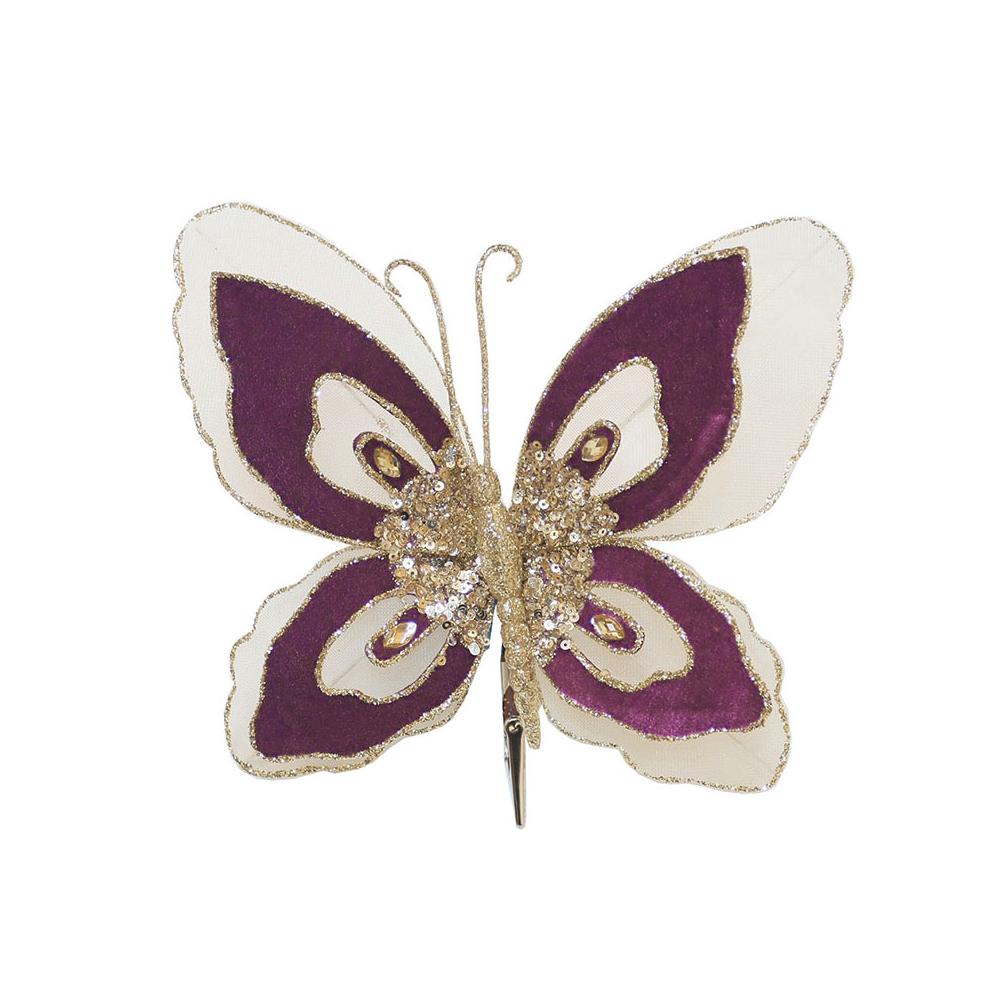 Πεταλούδα με κλιπ 19x18cm, μελιτζανι Zaros OR053