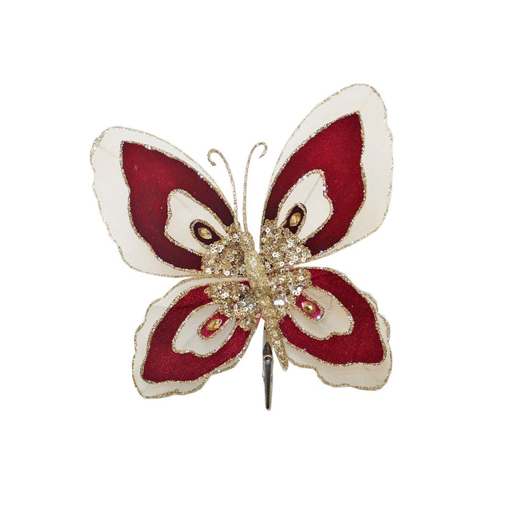 Πεταλούδα με κλιπ 19x18cm, Μπορντό Zaros OR054