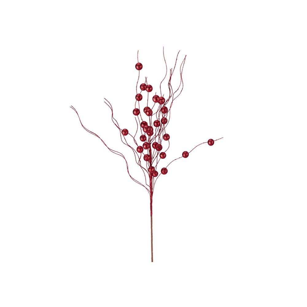 Κλαδί berries κόκκινο glitter 58cm Zaros AX940