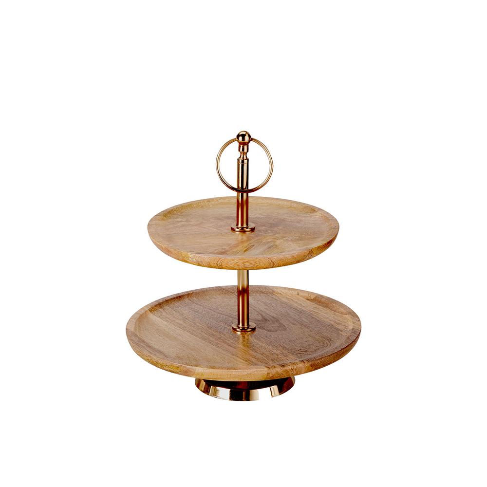 Διώροφη εταζέρα ξύλο mango 28cm Zaros HE739