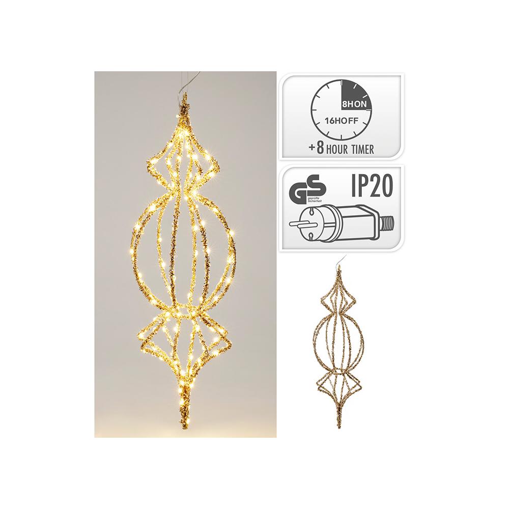 Στολίδι με τρέσα σχ. σταγόνα 120 LED, 60cm Zaros XM1038