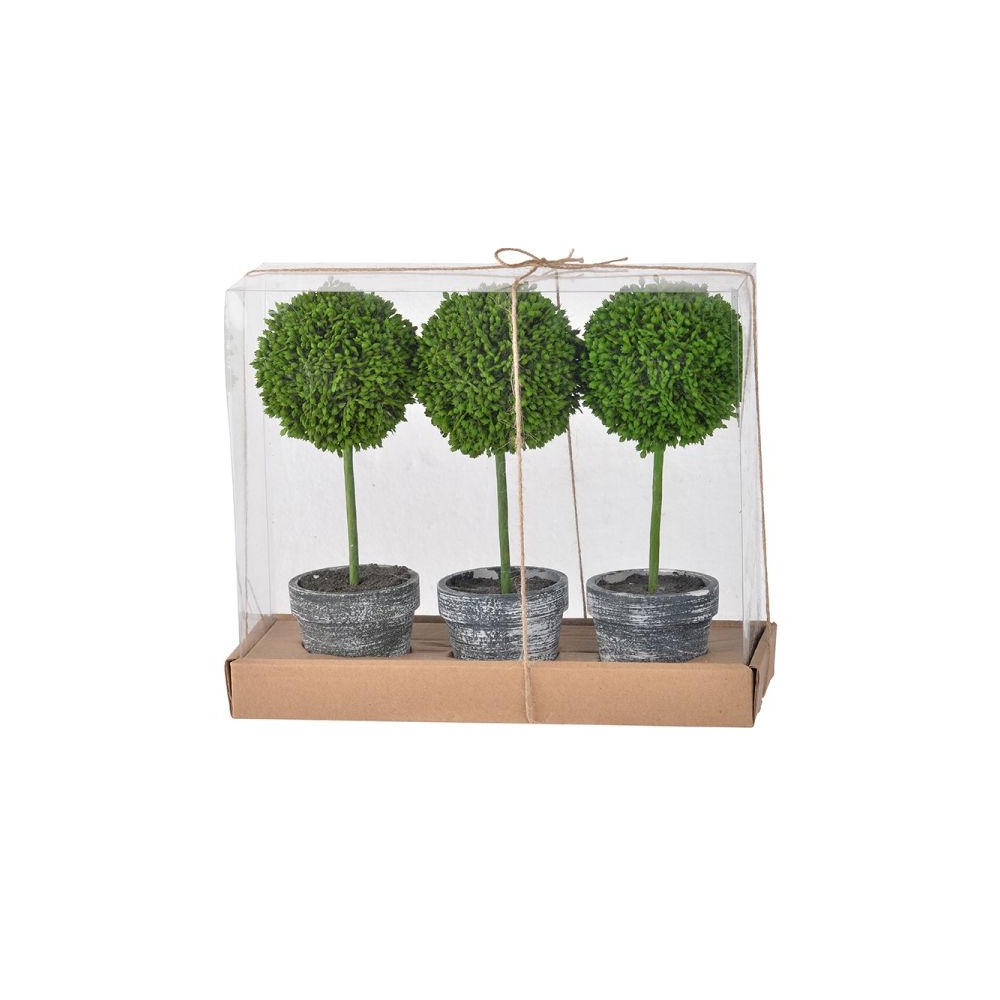Artekko Faux Τεχνητός Πυξός σε Γλαστράκι (26.9x9x24.1)cm Σετ/3 Artekko 29574-BLAC