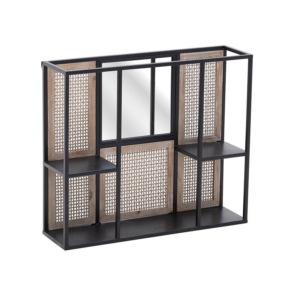 ΡΑΦΙΕΡΑ/ΚΑΘΡΕΠΤΗΣ ΤΟΙΧΟΥ MET/ ΞΥΛ. NATURAL/ΜΑΥΡΗ 70X20X60 Inart 3-50-478-0009