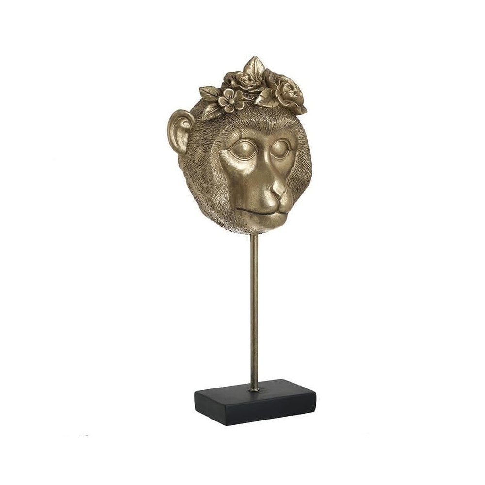 ΠΡΟΤΟΜΗ ΠΙΘΗΚΟΣ RESIN ΧΡΥΣΗ/ΜΑΥΡΗ 18Χ11Χ44 Inart 3-70-197-0067